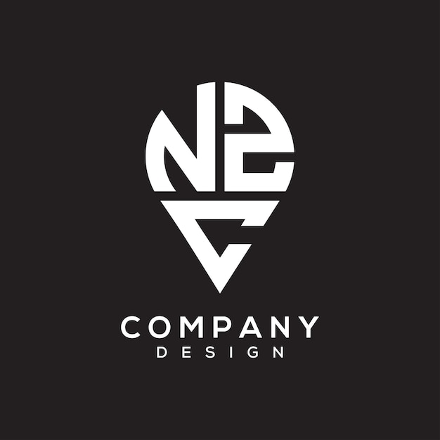 Diseño del logotipo de la forma de la ubicación de la letra NZC