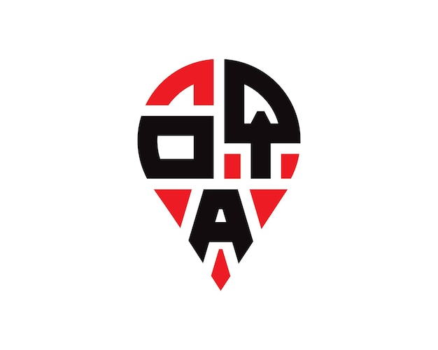 Diseño del logotipo de la forma de la ubicación de la letra OQA