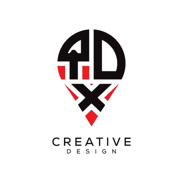 Diseño del logotipo de la forma de la ubicación de la letra QDX