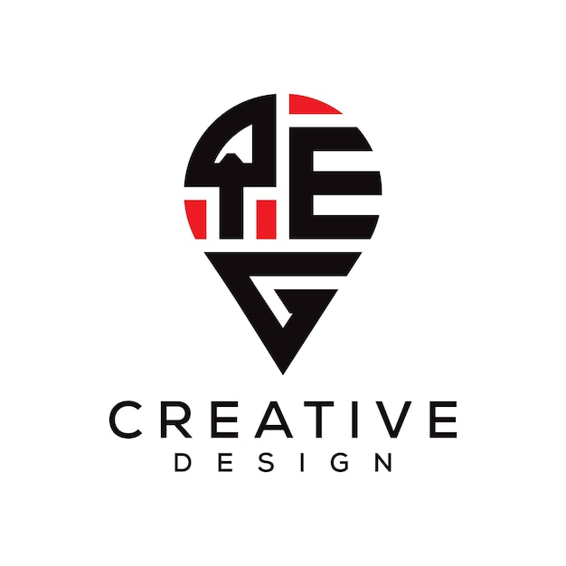 Diseño del logotipo de la forma de la ubicación de la letra QEG
