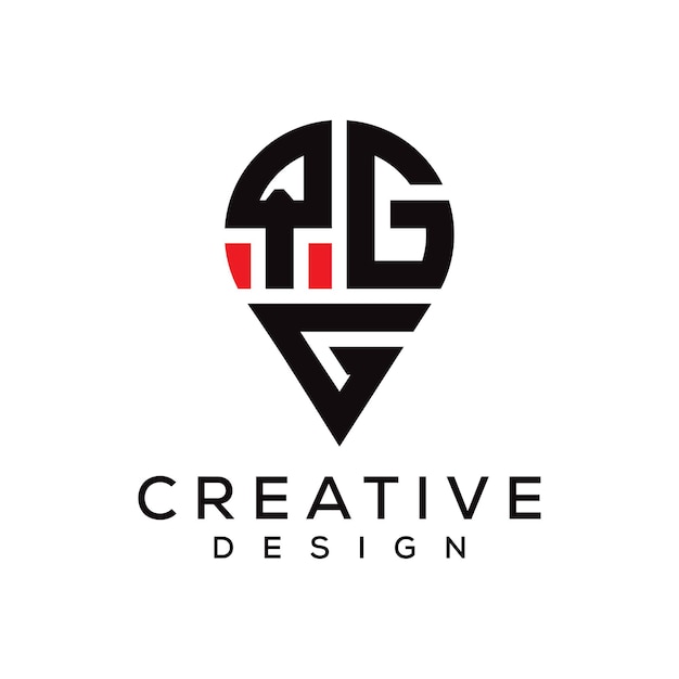 Diseño del logotipo de la forma de la ubicación de la letra QGG