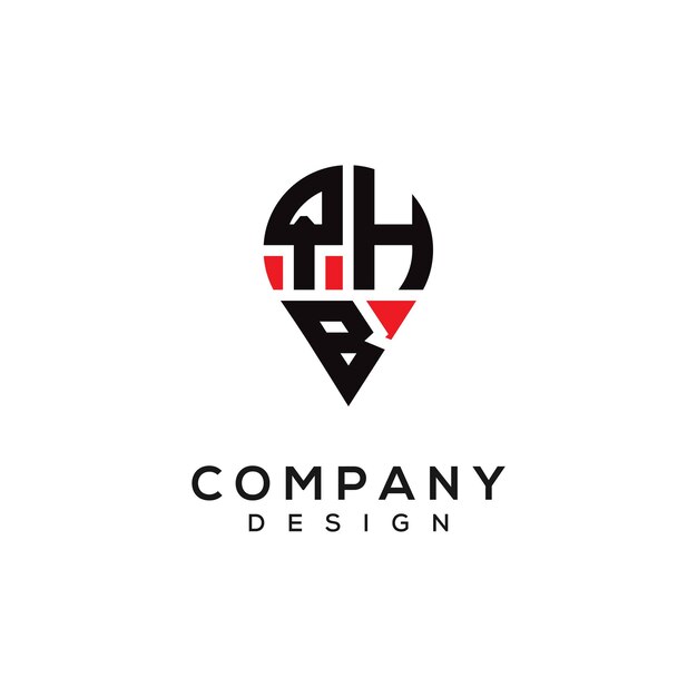 Diseño del logotipo de la forma de la ubicación de la letra QHB