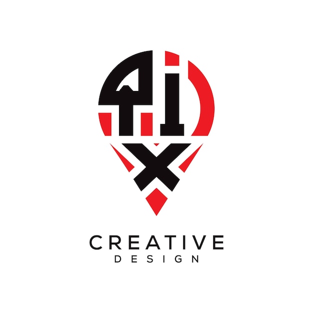 Diseño del logotipo de la forma de la ubicación de la letra QIX