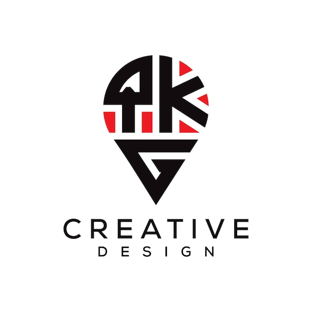 Diseño del logotipo de la forma de la ubicación de la letra QKG
