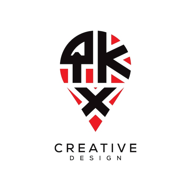 Diseño del logotipo de la forma de la ubicación de la letra QKX