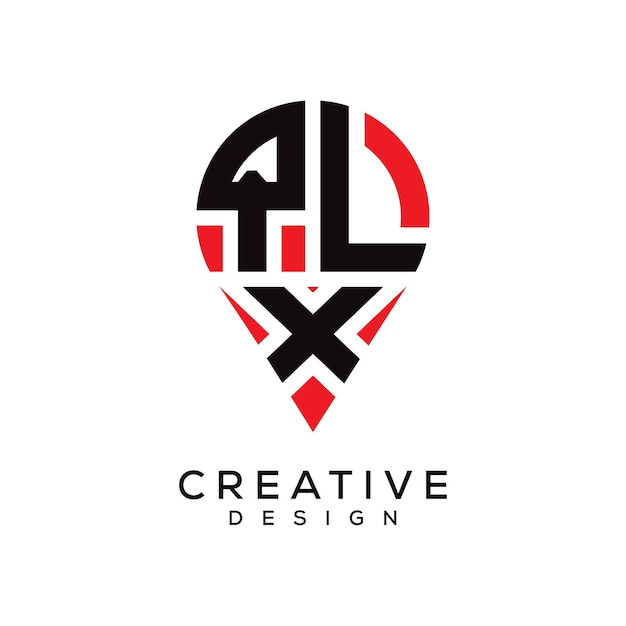 Diseño del logotipo de la forma de la ubicación de la letra QLX