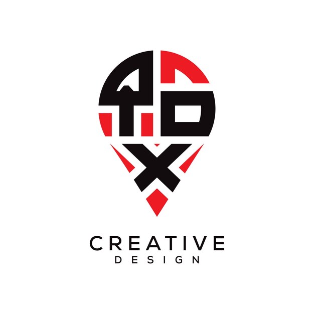 Diseño del logotipo de la forma de la ubicación de la letra QOX