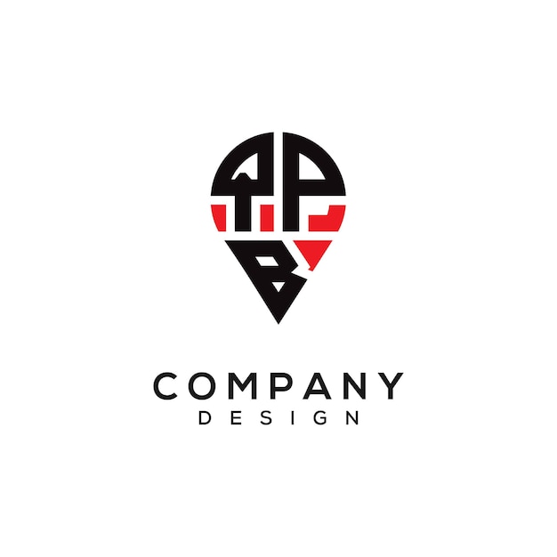 Diseño del logotipo de la forma de la ubicación de la letra QPB