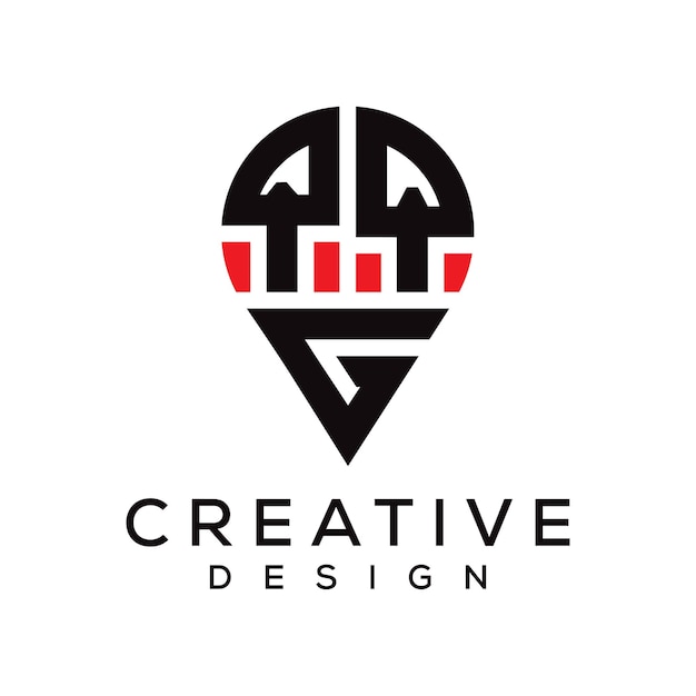 Diseño del logotipo de la forma de la ubicación de la letra QQG