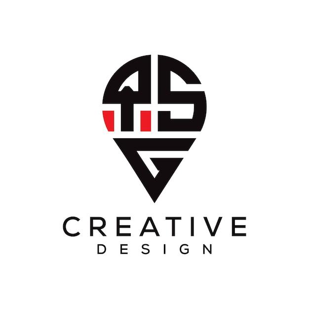 Diseño del logotipo de la forma de la ubicación de la letra QSG
