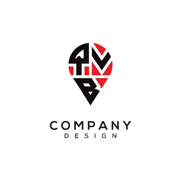 Diseño del logotipo de la forma de la ubicación de la letra QVB