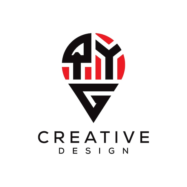 Diseño del logotipo de la forma de la ubicación de la letra QYG