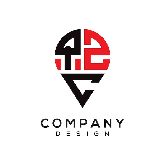 Diseño del logotipo de la forma de la ubicación de la letra QZC