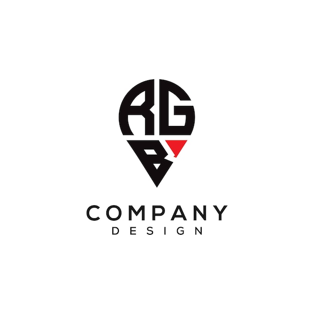 Diseño del logotipo de la forma de la ubicación de la letra RGB