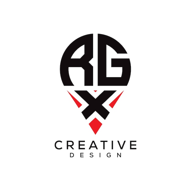 Diseño del logotipo de la forma de la ubicación de la letra RGX