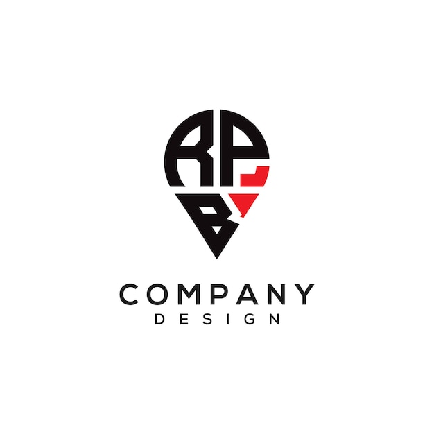 Diseño del logotipo de la forma de la ubicación de la letra RPB