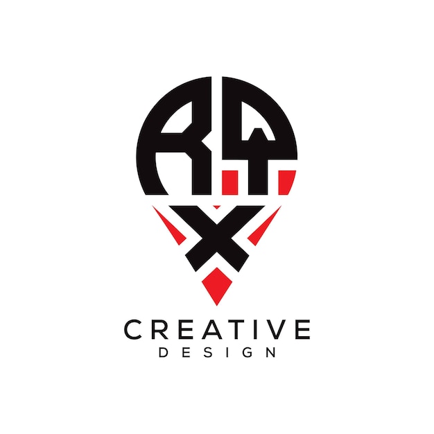 Diseño del logotipo de la forma de la ubicación de la letra RQX
