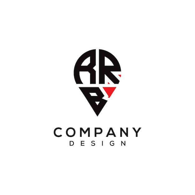 Diseño del logotipo de la forma de la ubicación de la letra RRB