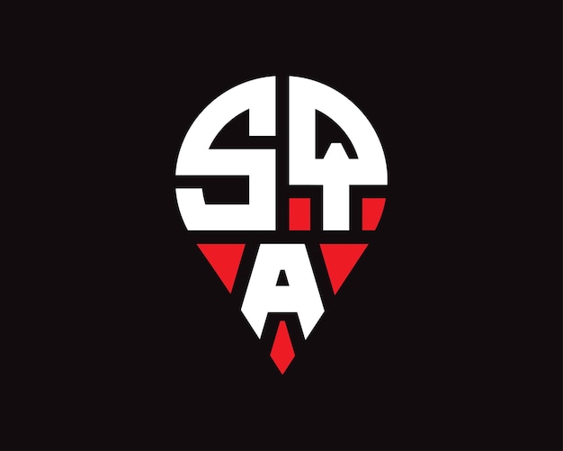 Diseño del logotipo de la forma de la ubicación de la letra SQA