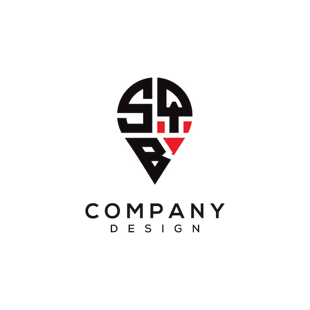 Diseño del logotipo de la forma de la ubicación de la letra SQB