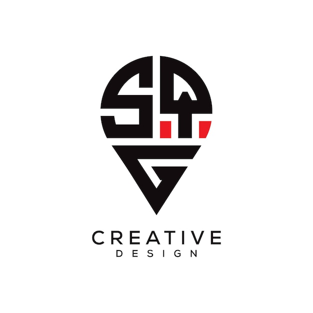 Diseño del logotipo de la forma de la ubicación de la letra SQG
