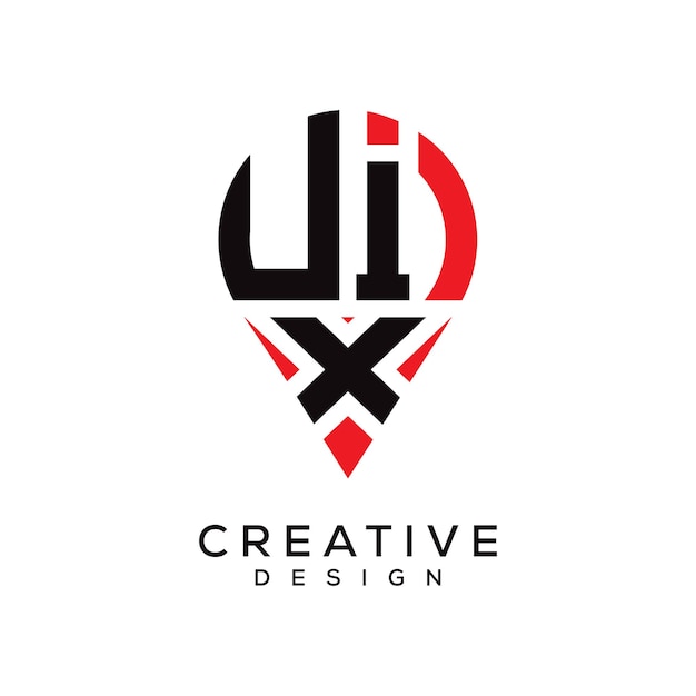 Diseño del logotipo de la forma de la ubicación de la letra UIX