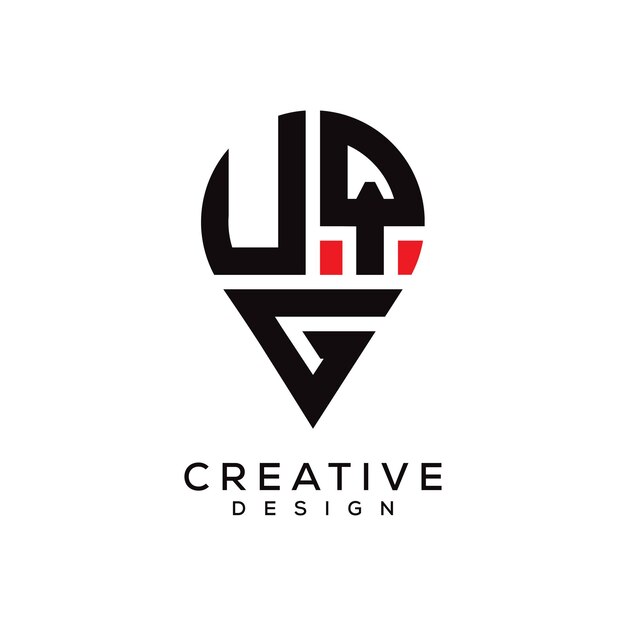 Diseño del logotipo de la forma de la ubicación de la letra UQG