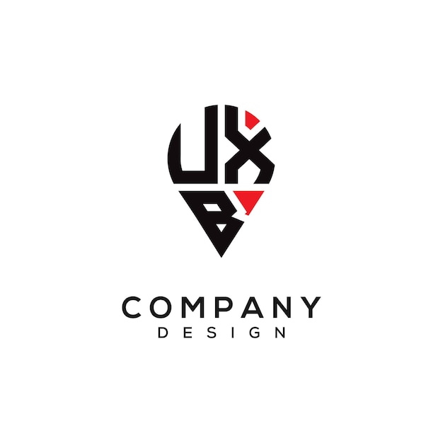 Diseño del logotipo de la forma de la ubicación de la letra UXB