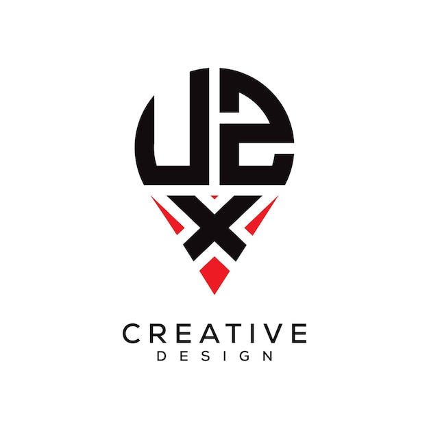 Diseño del logotipo de la forma de la ubicación de la letra UZX