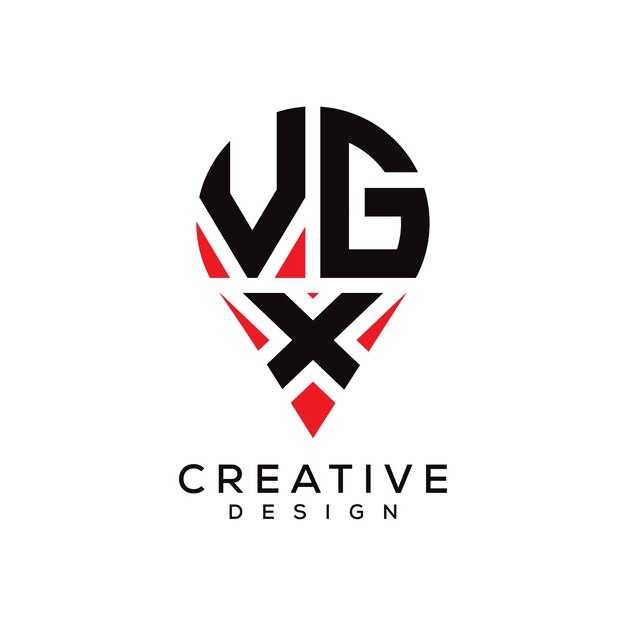 Diseño del logotipo de la forma de la ubicación de la letra VGX