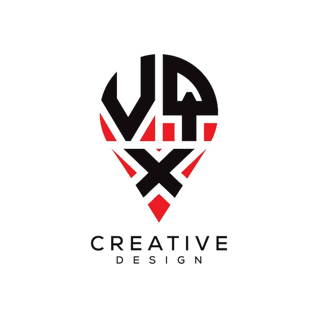 Diseño del logotipo de la forma de la ubicación de la letra VQX