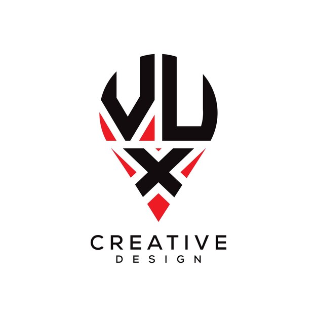 Diseño del logotipo de la forma de la ubicación de la letra VUX
