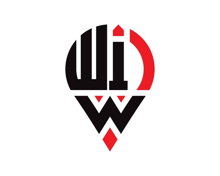 Vector diseño de logotipo con forma de ubicación de letra wiw diseño simple del logotipo de ubicación de letra wiw