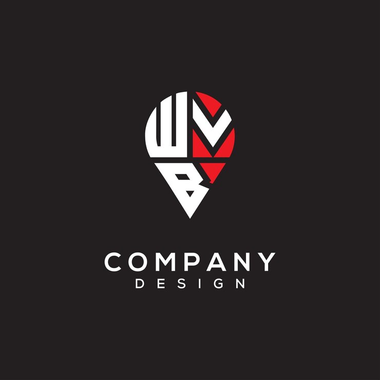Vector diseño del logotipo de la forma de la ubicación de la letra wvb