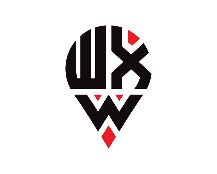 Vector diseño de logotipo con forma de ubicación de letra wxw diseño simple del logotipo de ubicación de letra wxw