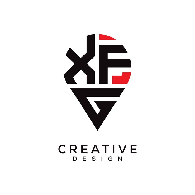Diseño del logotipo de la forma de la ubicación de la letra XFG