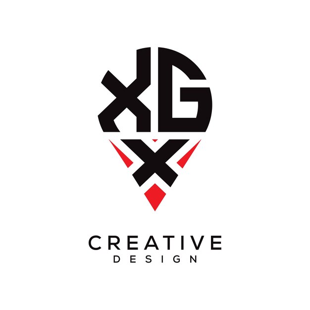 Diseño del logotipo de la forma de la ubicación de la letra XGX