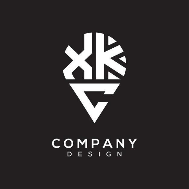 Diseño del logotipo de la forma de la ubicación de la letra XKC