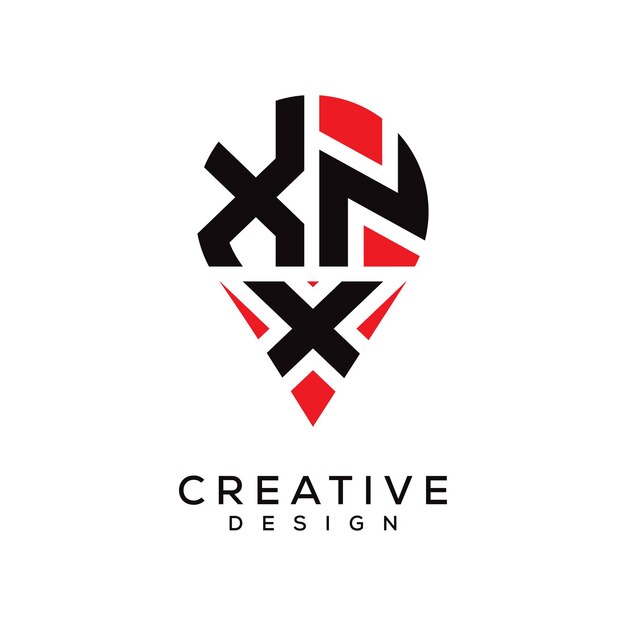 Diseño del logotipo de la forma de la ubicación de la letra XNX