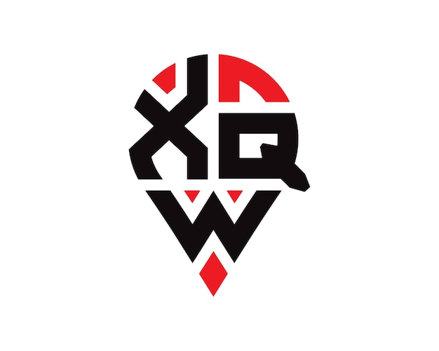 Diseño de logotipo con forma de ubicación de letra XQW Diseño simple del logotipo de ubicación de letra XQW