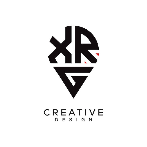Diseño del logotipo de la forma de la ubicación de la letra XRG