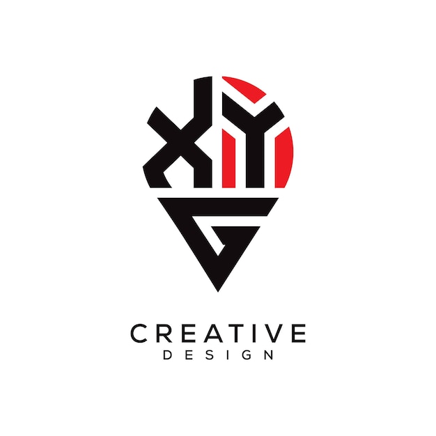 Diseño del logotipo de la forma de la ubicación de la letra XYG
