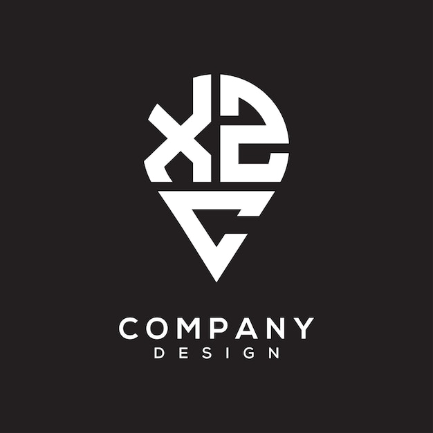 Diseño del logotipo de la forma de la ubicación de la letra XZC