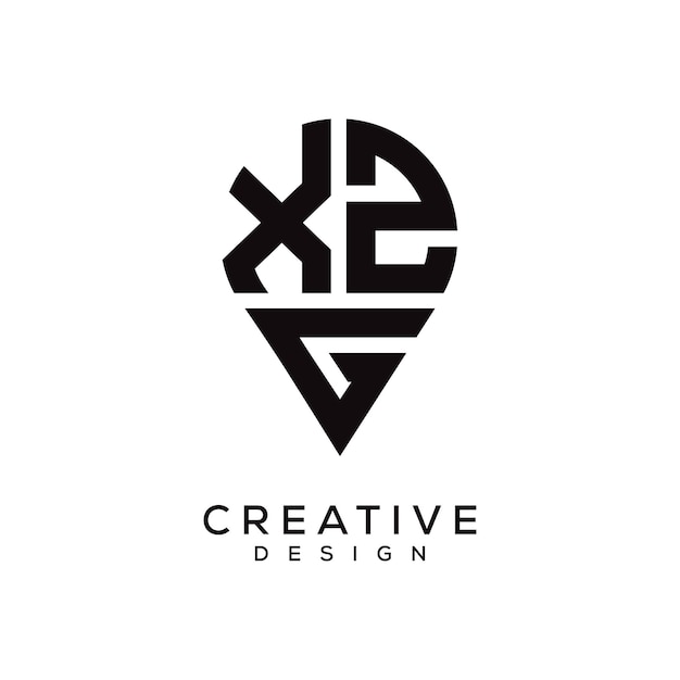 Diseño del logotipo de la forma de la ubicación de la letra XZG