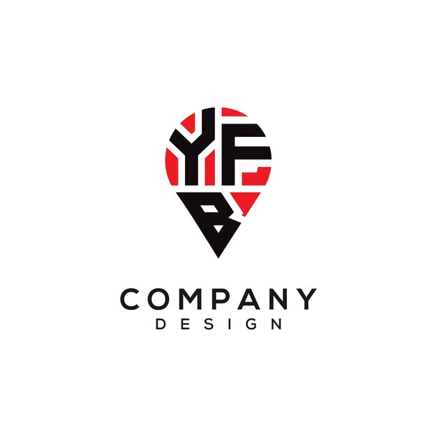 Diseño del logotipo de la forma de la ubicación de la letra YFB