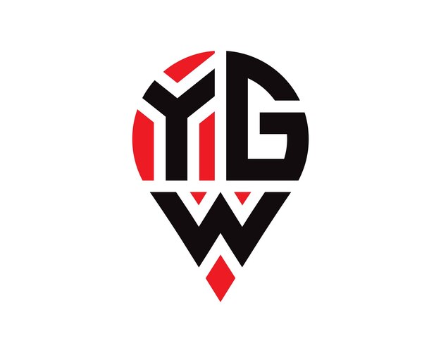 Diseño de logotipo con forma de ubicación de letra YGW Diseño simple del logotipo de ubicación de letra YGW