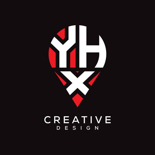 Diseño del logotipo de la forma de la ubicación de la letra YHX