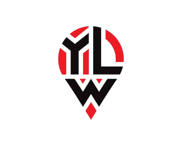 Diseño de logotipo con forma de ubicación de letra YLW Diseño simple del logotipo de ubicación de letra YLW