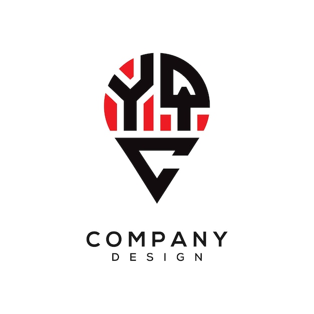 Diseño del logotipo de la forma de la ubicación de la letra YQC