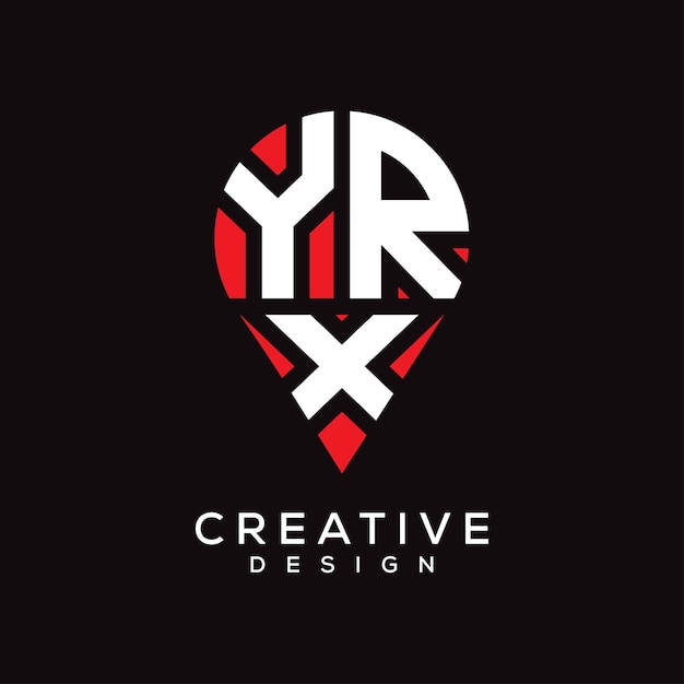 Diseño del logotipo de la forma de la ubicación de la letra YRX